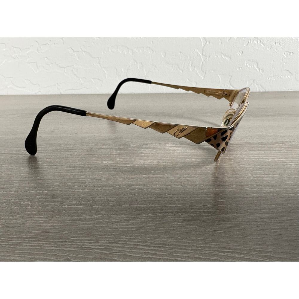 Vintage Cazal Eyeglass Frames Leopard Print Gold Zig Zag‎ Arms Women’s Designer